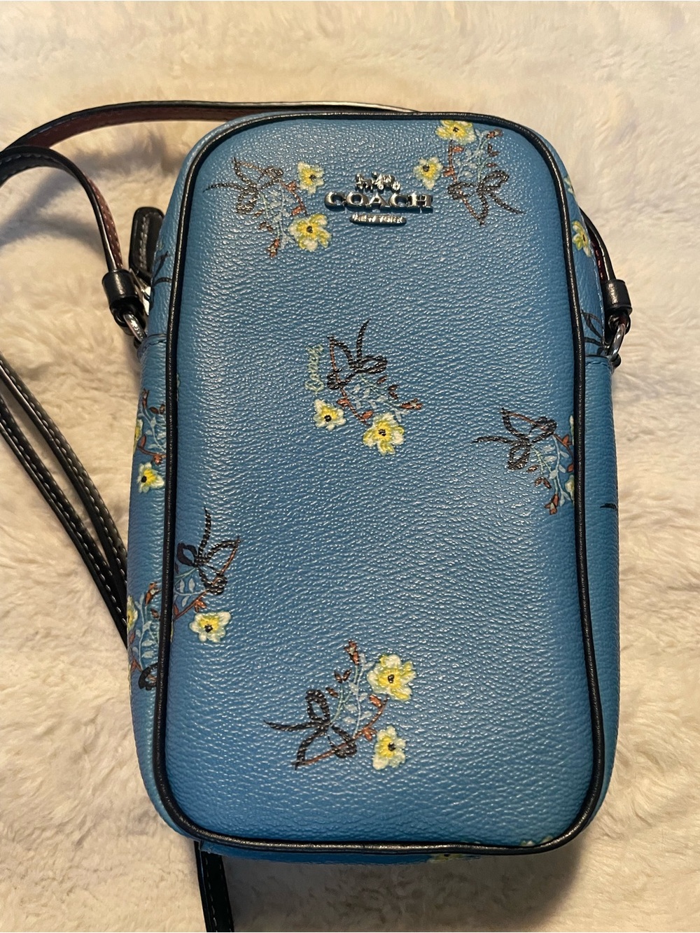 Coach Blue Floral Crossbody Phone Bag